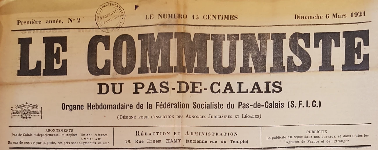 Retour sur la brève histoire du premier journal communiste du Pas-de-Calais